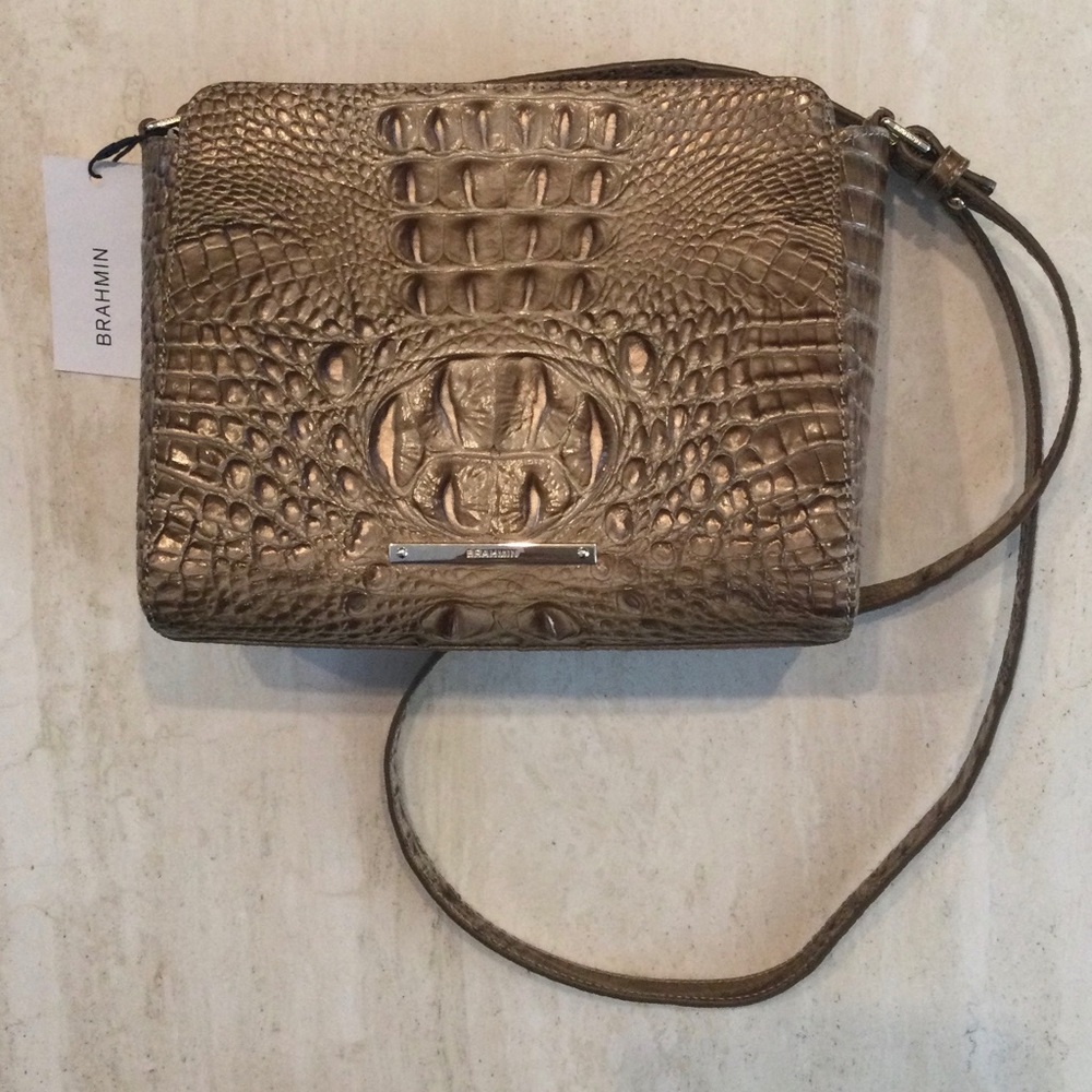 Brahmin Carrie Crossbody Croc Embossed Leather Bag - Picture 2 of 16
